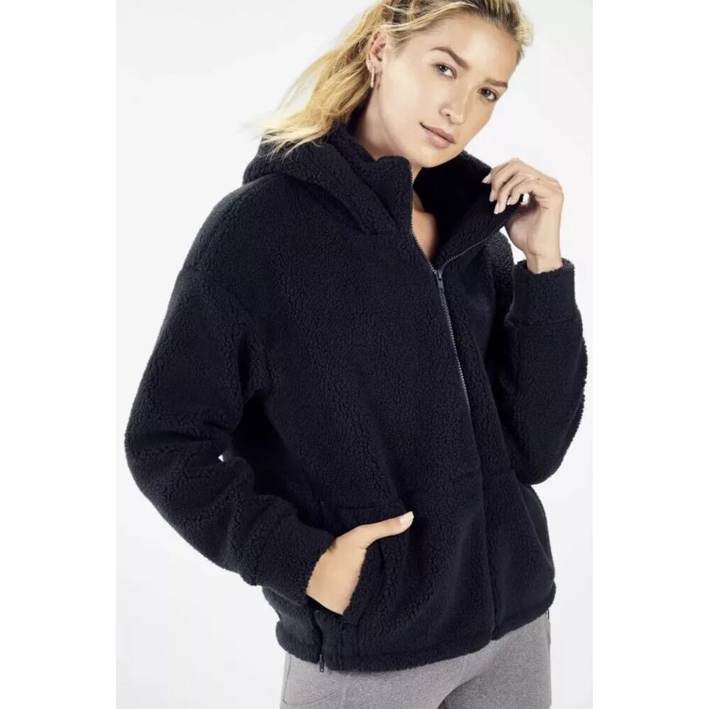Fabletics Lotta Small Full Zip Double Collar Blac… - image 1